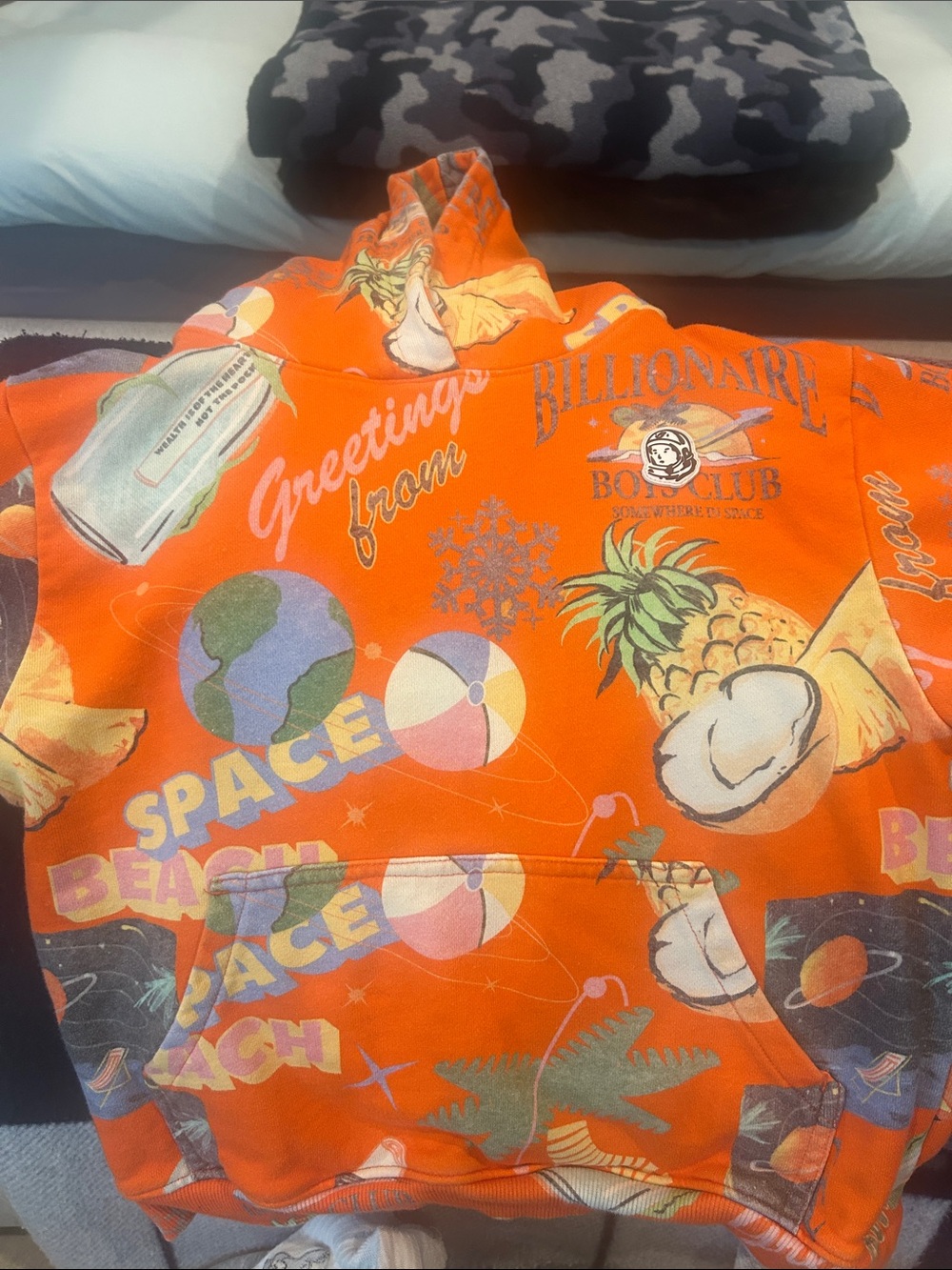 Billionaire Boys Club Orange Tropical & Space Graphic Kids Hoodie